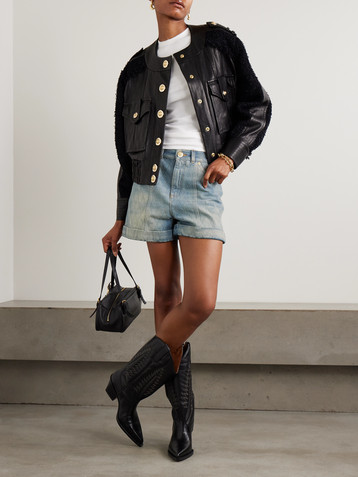 Balmain Embroidered denim shorts