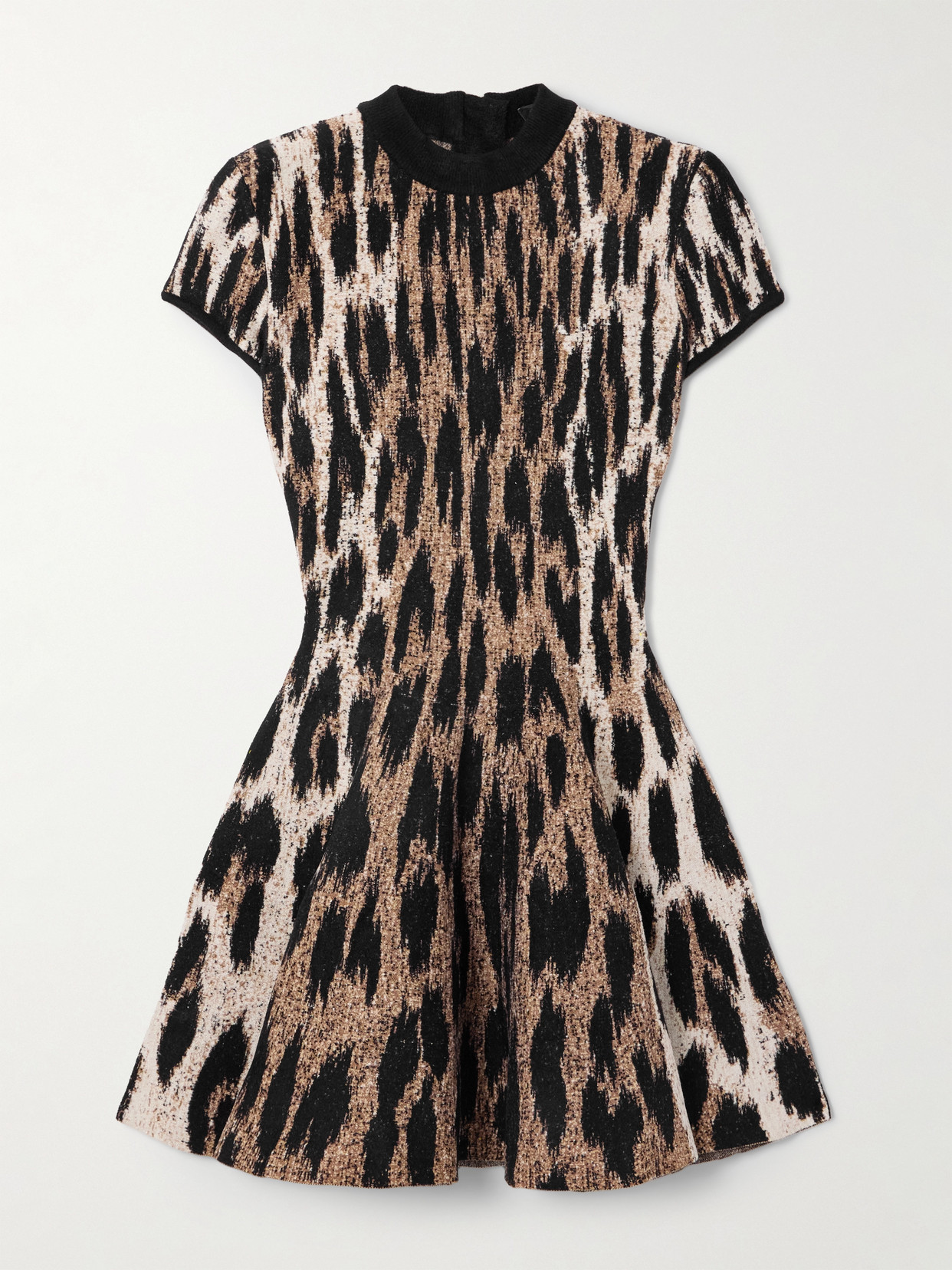 Balmain A-line Leopard Print Jacquard Dress In Multi