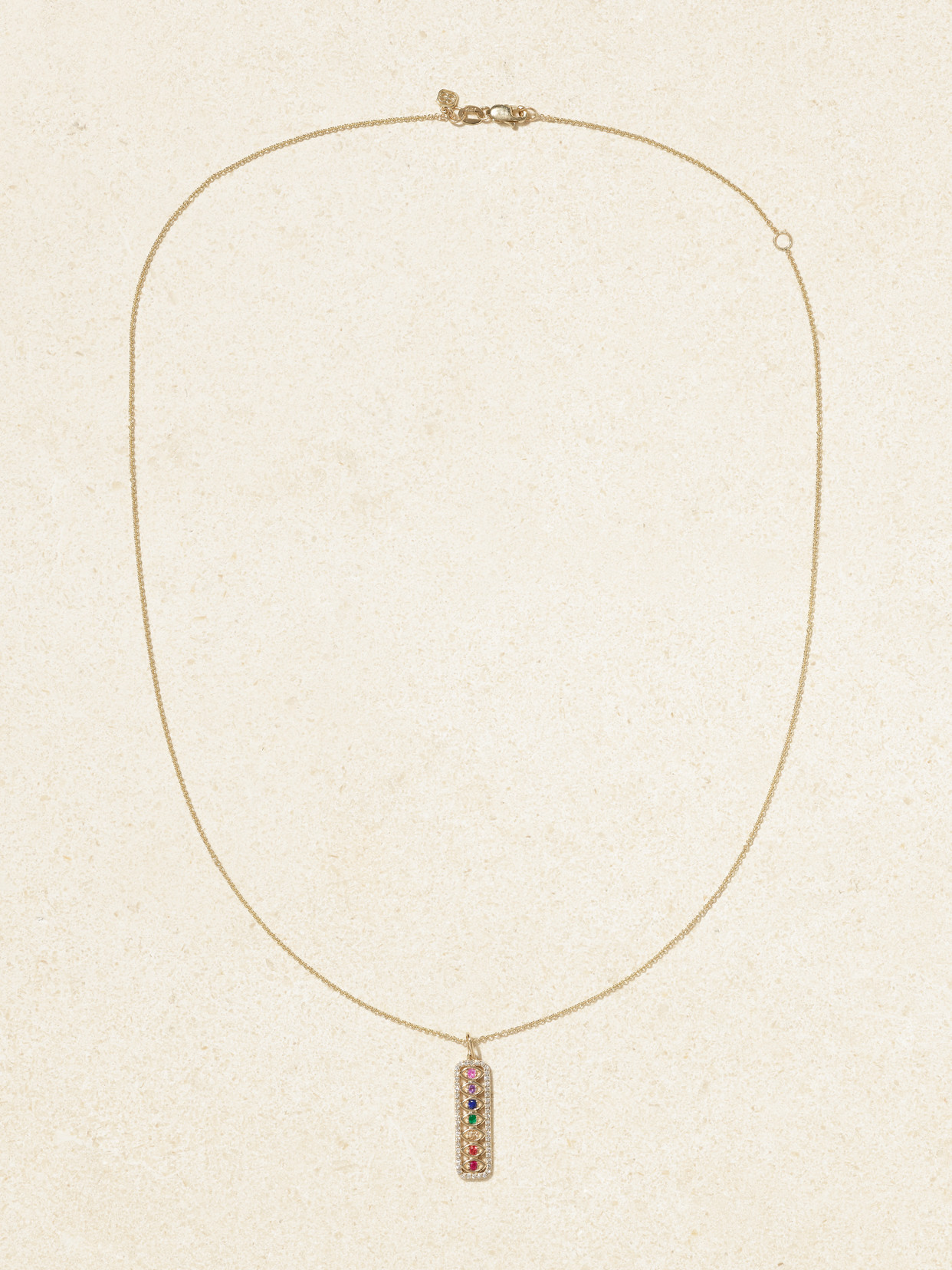 Sydney Evan Eye Chakra 14-karat Gold Multi-stone Necklace In Gold
