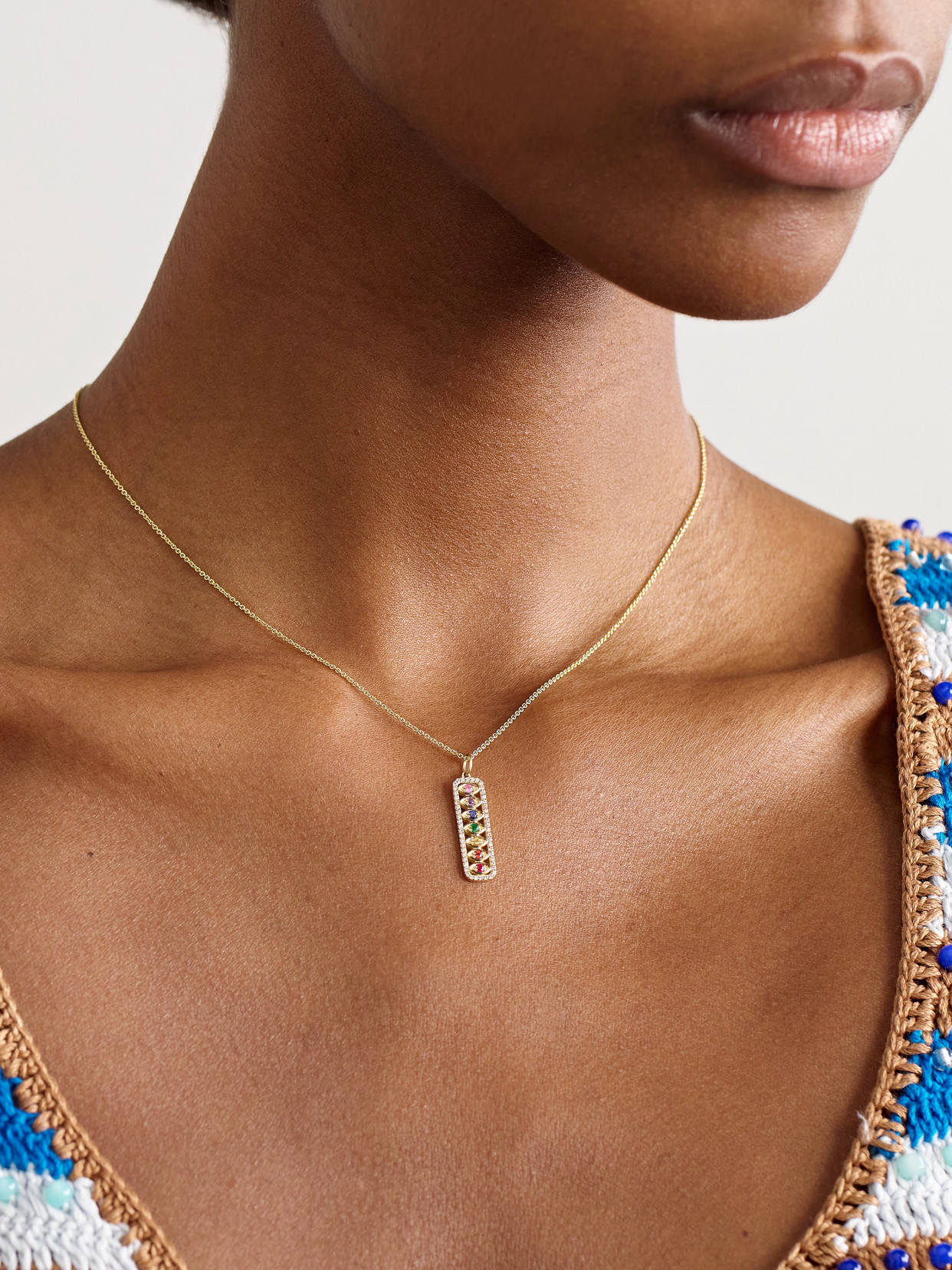 Sydney Evan Eye Chakra 14-karat Gold Multi-stone Necklace In Gold