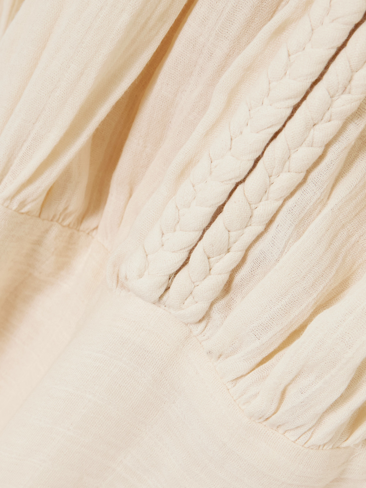 Isabel Marant Jaoni Gathered Ruched Braided Cotton-gauze Mini Dress In White