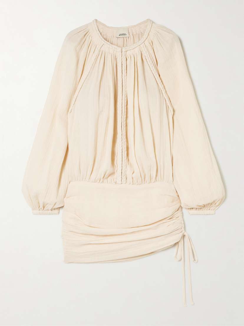 Isabel Marant Jaoni Gathered Ruched Braided Cotton-gauze Mini Dress