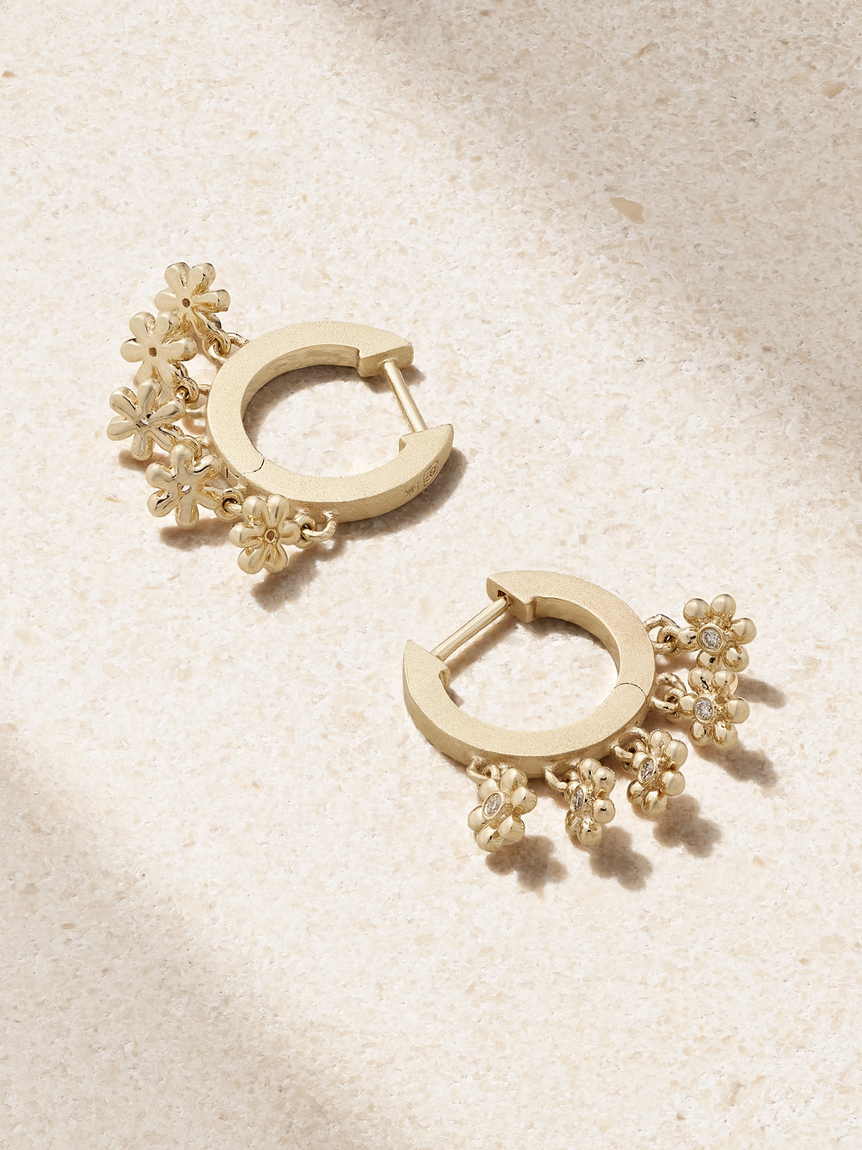 Sydney Evan Daisy 14-karat Gold Diamond Hoop Earrings