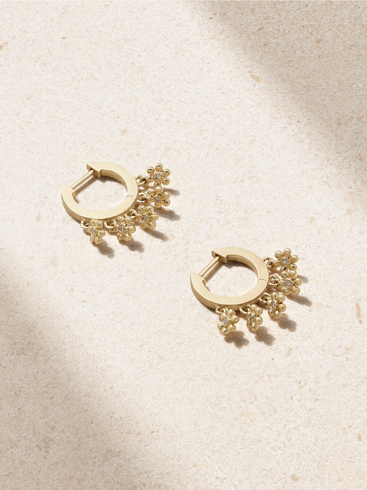 Sydney Evan Daisy 14-karat Gold Diamond Hoop Earrings