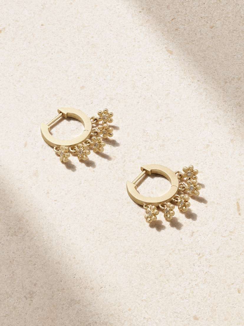 Sydney Evan Daisy 14-karat Gold Diamond Hoop Earrings