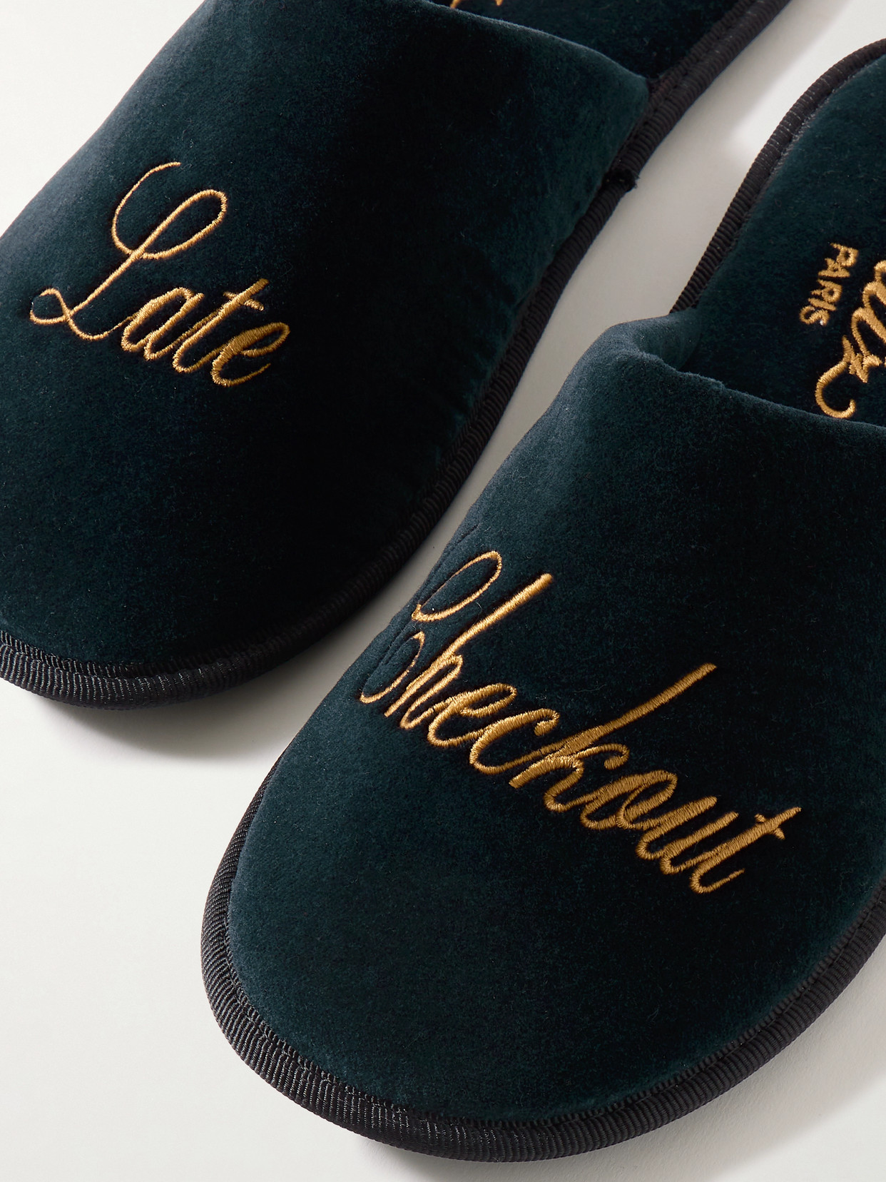 Frame X Ritz Velvet Slippers In Blue
