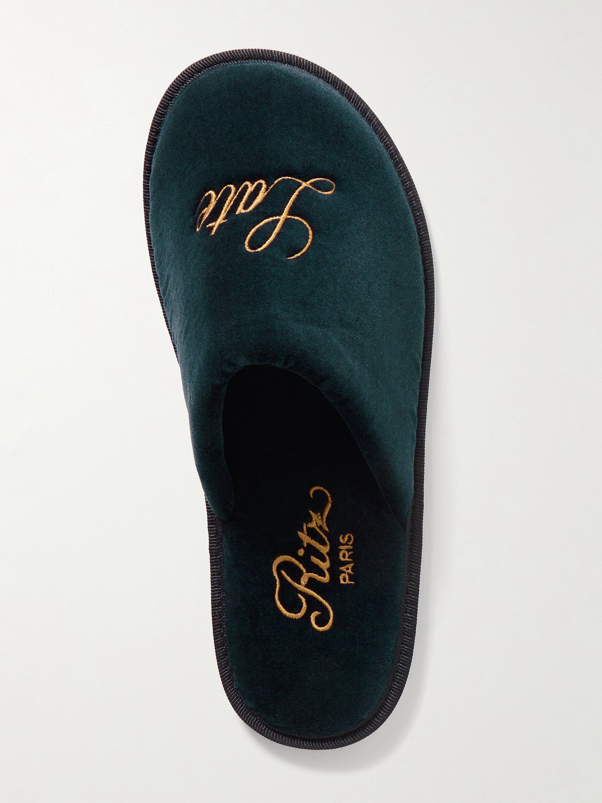 Frame X Ritz Velvet Slippers In Blue