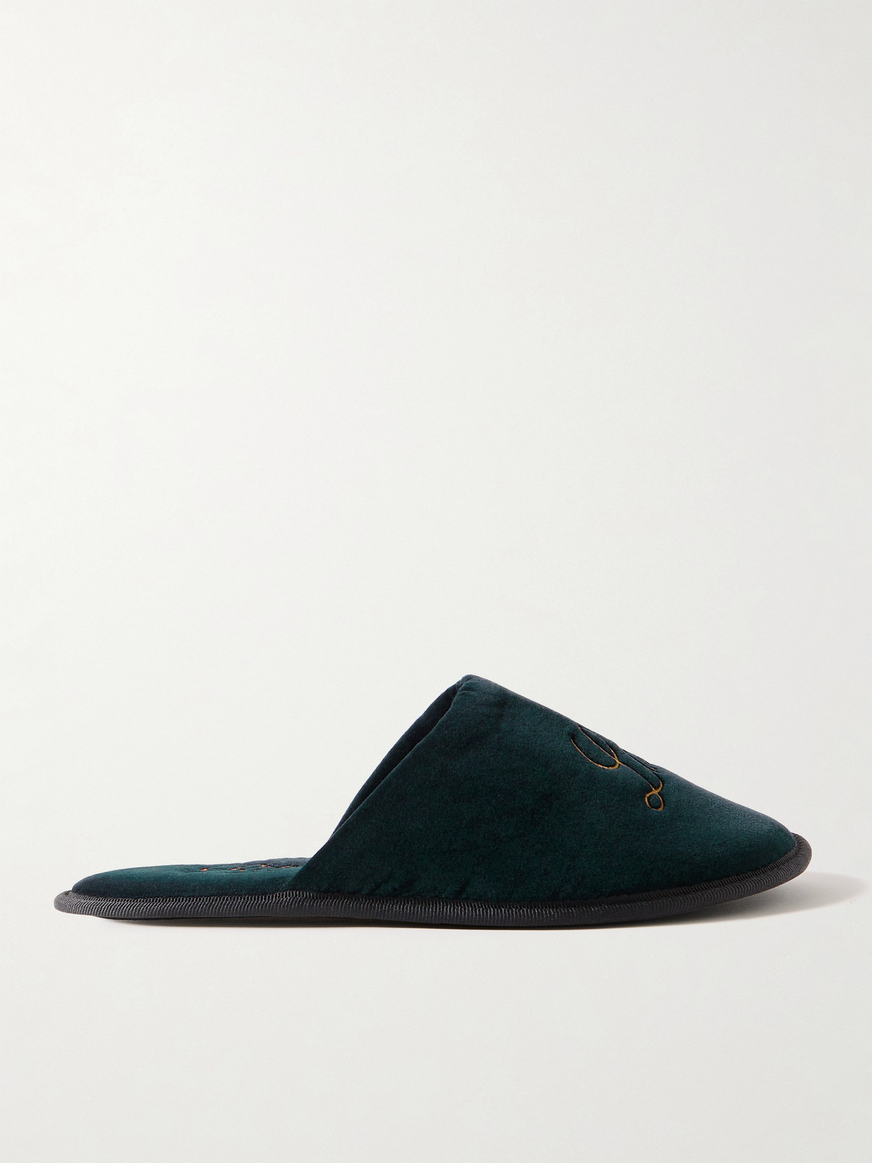 FRAME - + Ritz Paris Late Checkout Embroidered Velvet Slippers - Blue