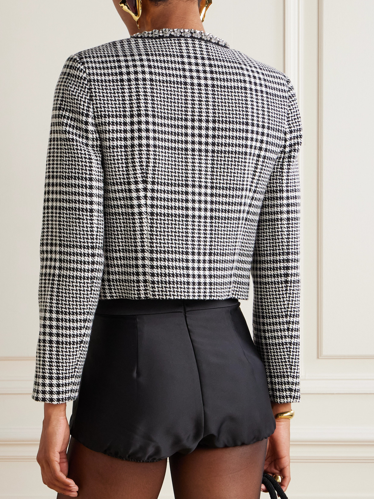 Crystal-Embellished Houndstooth Jacket