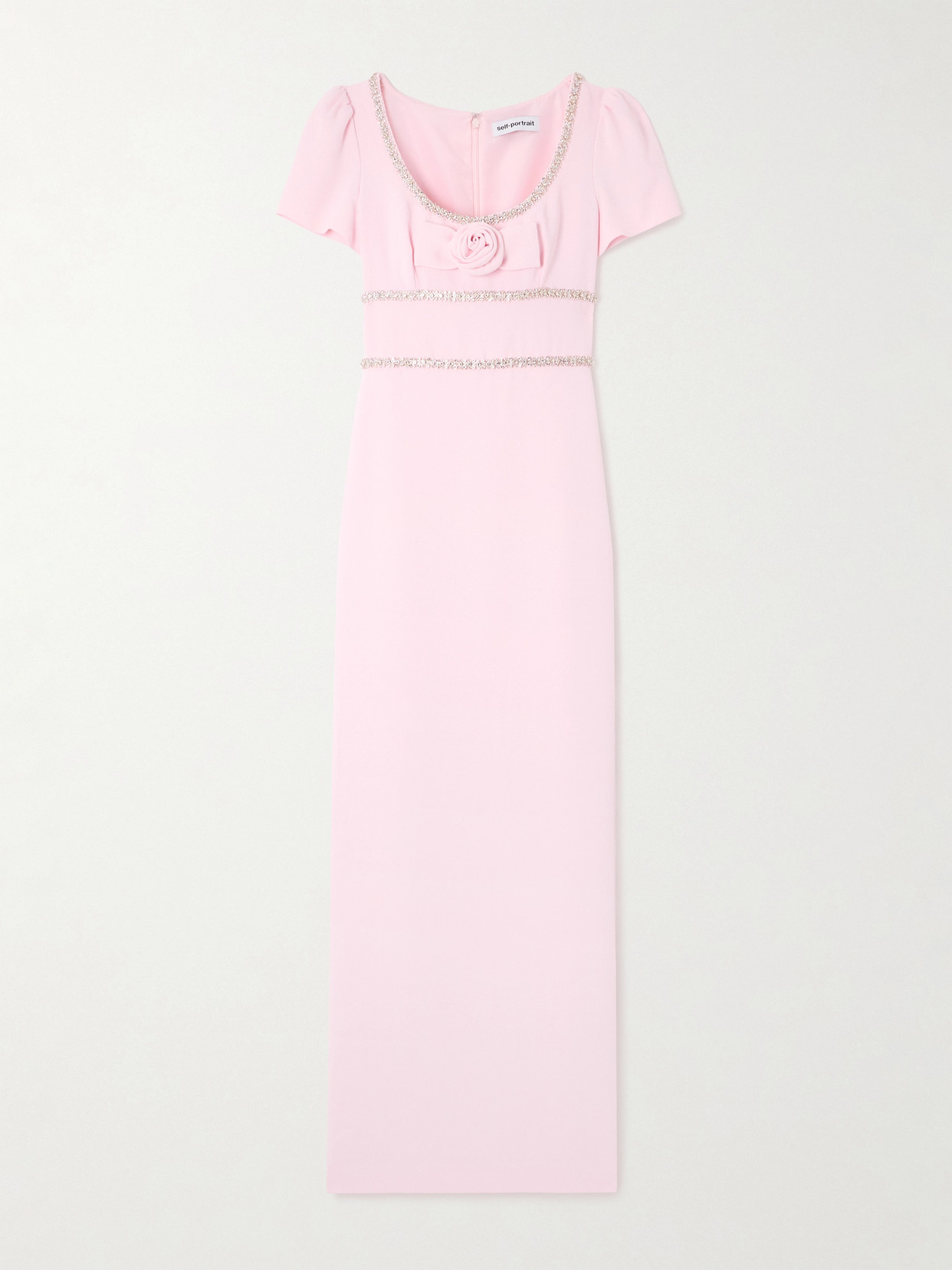 Self-portrait Crystal-embellished Appliquéd Crepe Maxi Dress