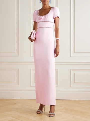 self-portrait Crystal-embellished appliquéd crepe maxi dress