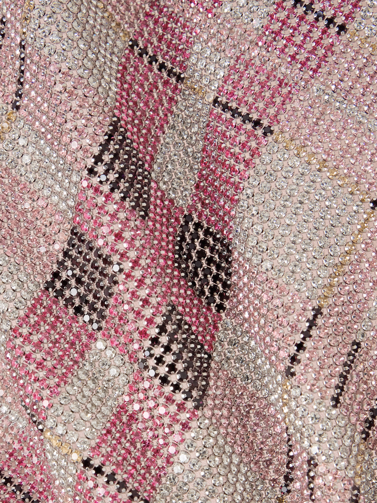 Self-portrait Checked Crystal And Chainmail-embellished Faille Halterneck Top In Pink