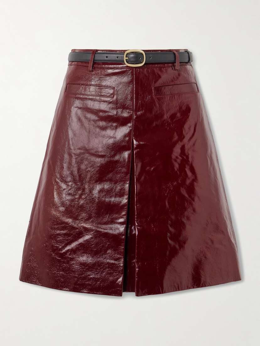 Self-Portrait Belted Leather Skirt