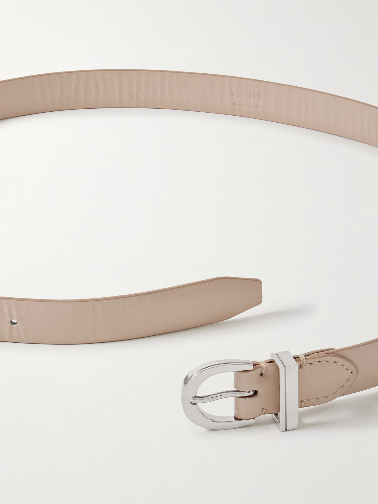 Khaite Luna Leather Belt In Neutral