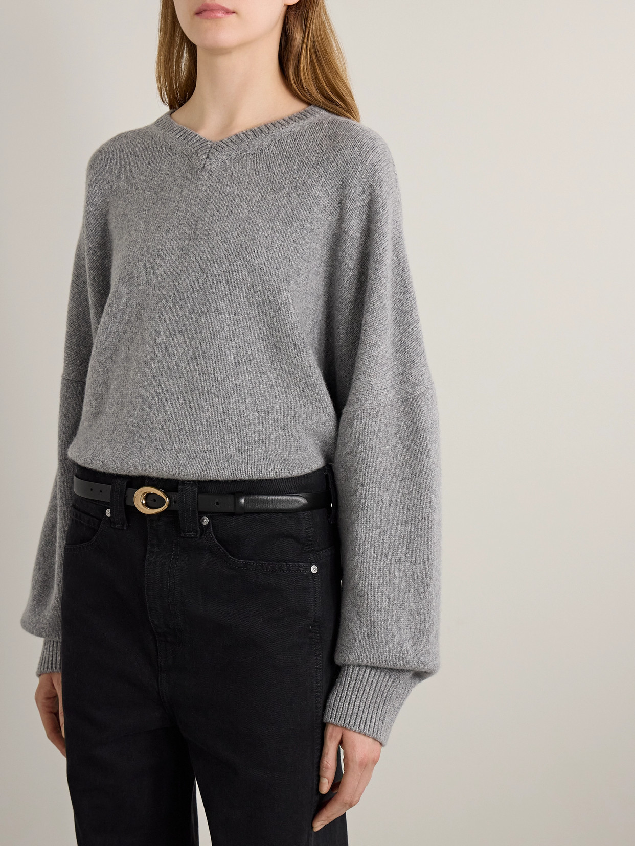 Khaite Olivia Leather Belt In Black