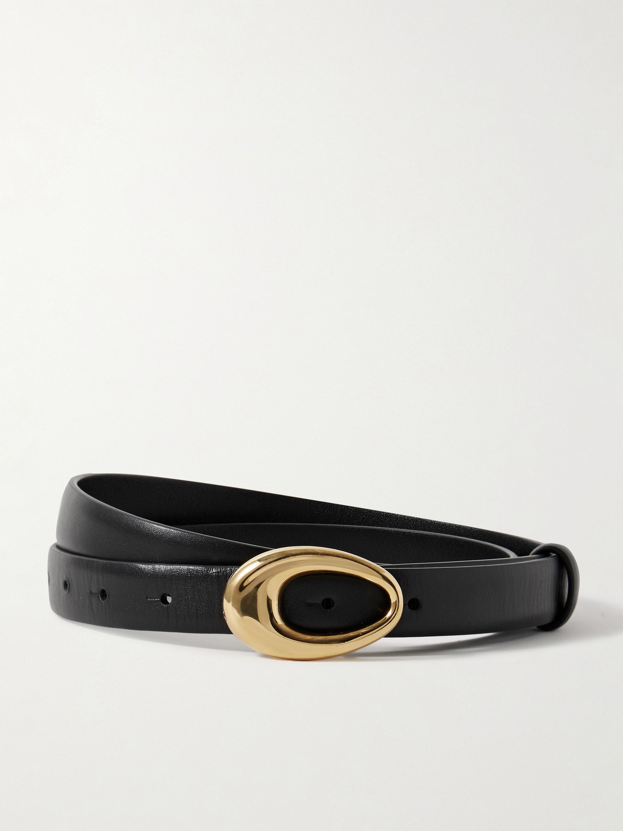 Khaite Olivia Leather Belt In Black