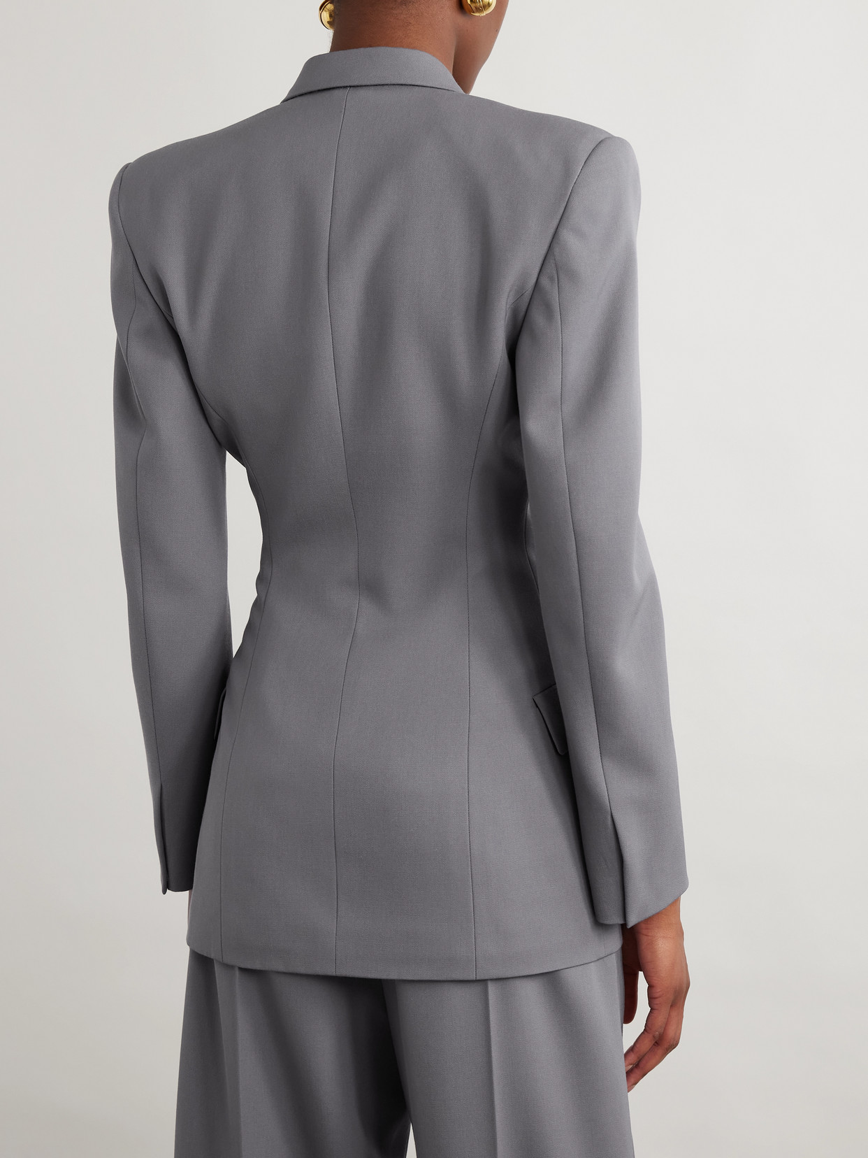 Alaïa Double-breasted Wool-gabardine Blazer In Gray
