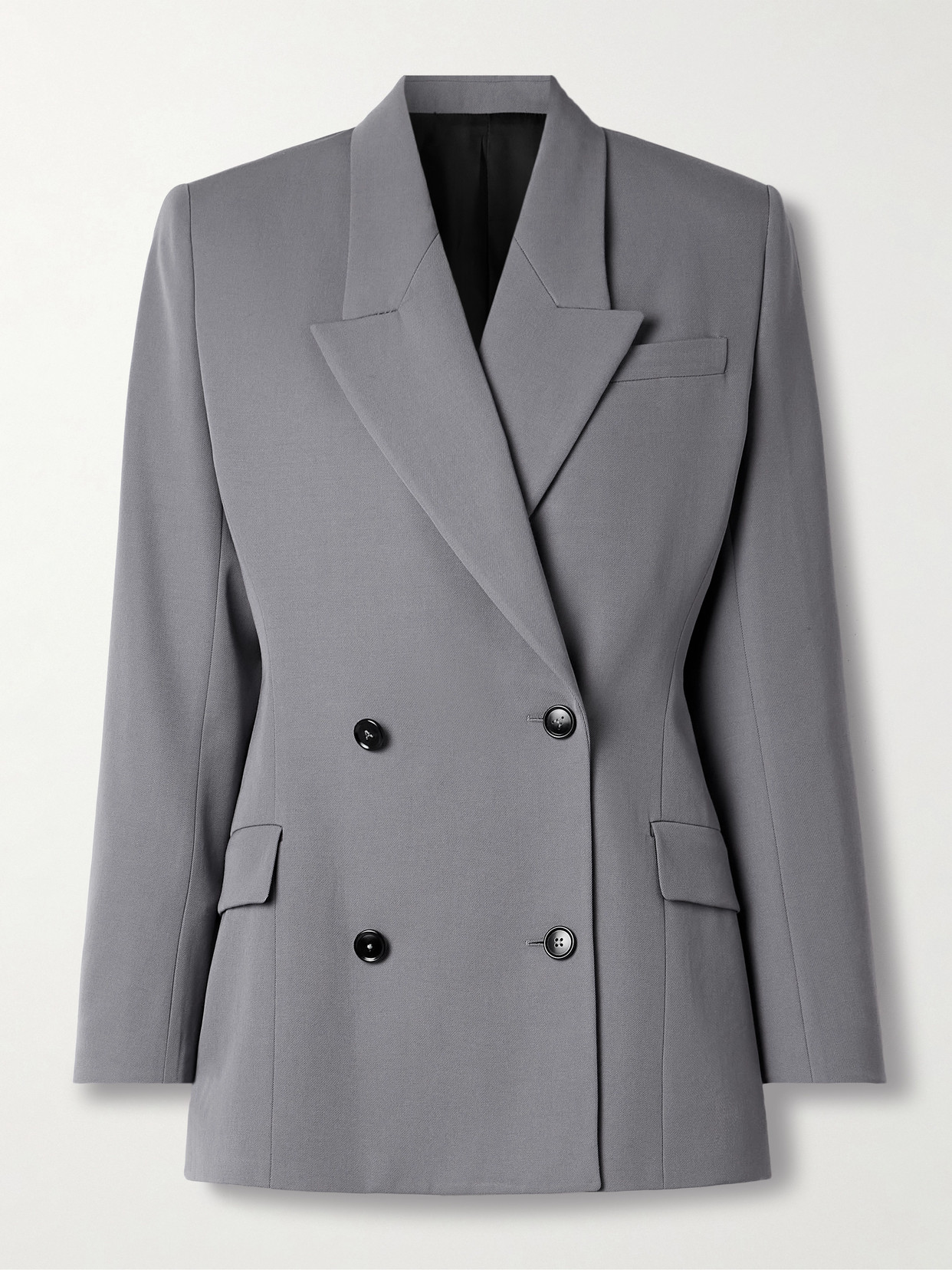 Alaïa Double-breasted Wool-gabardine Blazer In Gray