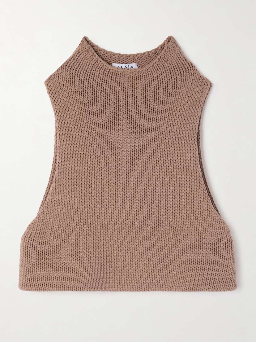 Alaïa Cropped Cotton-blend Turtleneck Tank