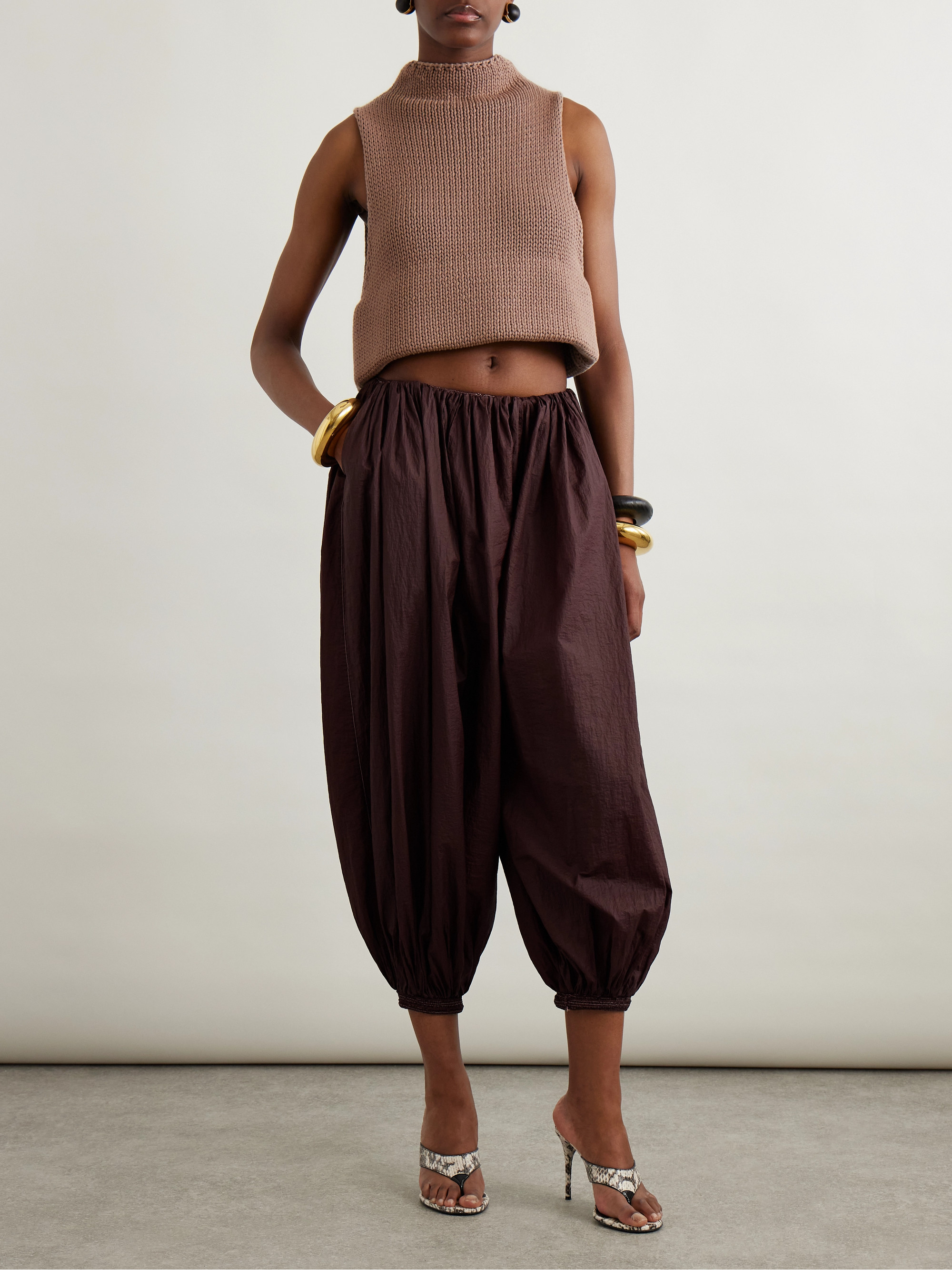 Alaïa Cropped cotton-blend turtleneck tank