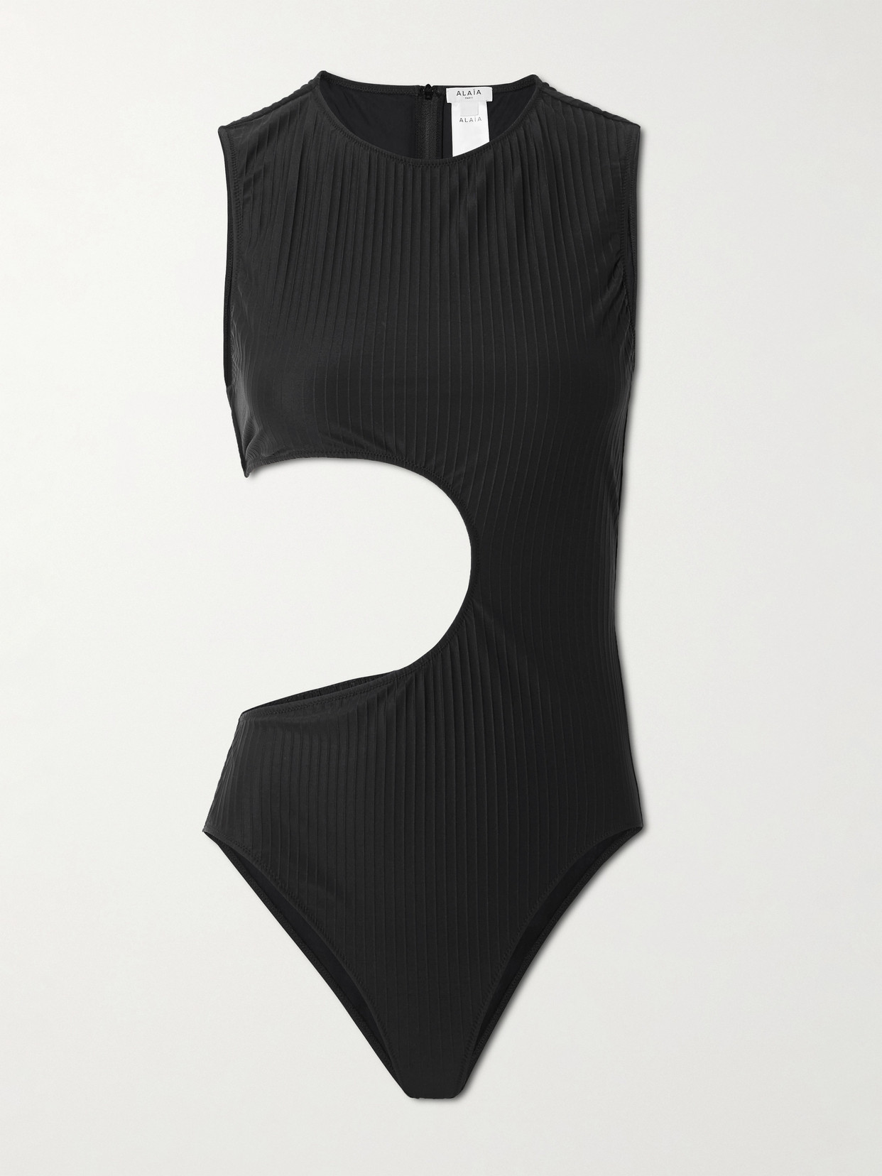 Alaïa Cutout Ribbed Swimsuit In Black