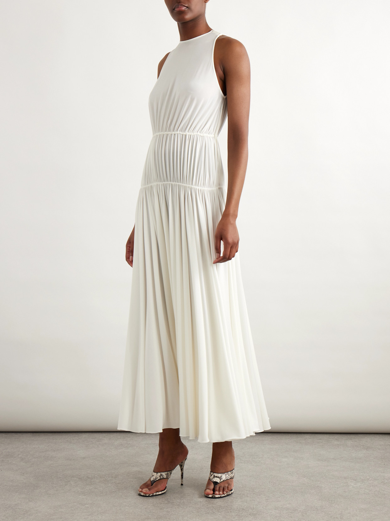 Alaïa Gathered Jersey Maxi Dress