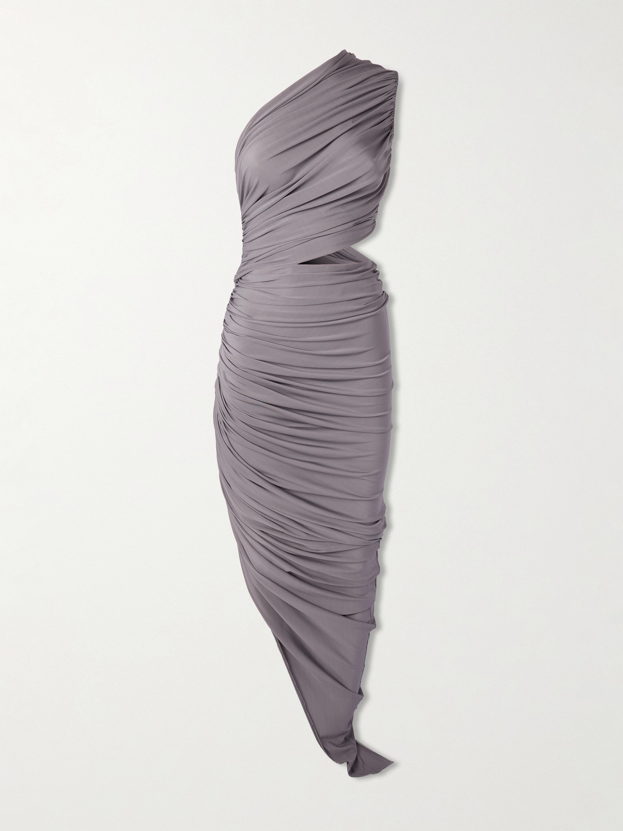 Alaïa One-shoulder Asymmetric Cutout Stretch-jersey Dress In Gray