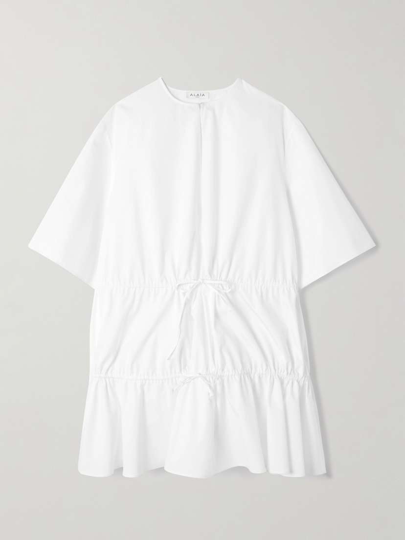 Alaïa Gathered Cotton-poplin Mini Dress