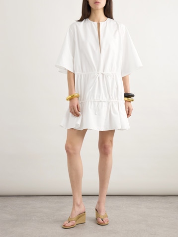 Alaïa Gathered cotton-poplin mini dress