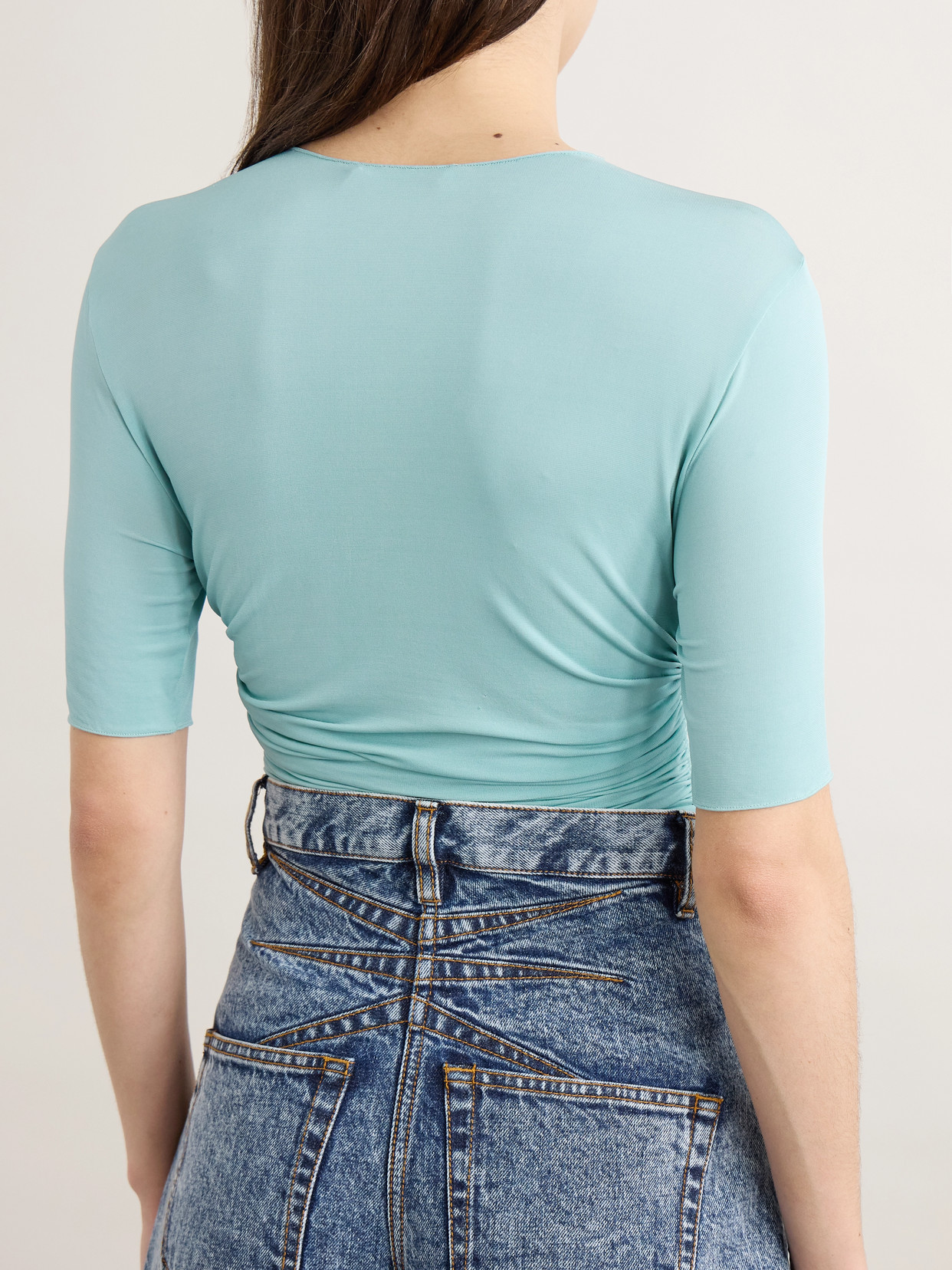 Alaïa Ruched Stretch-jersey T-shirt