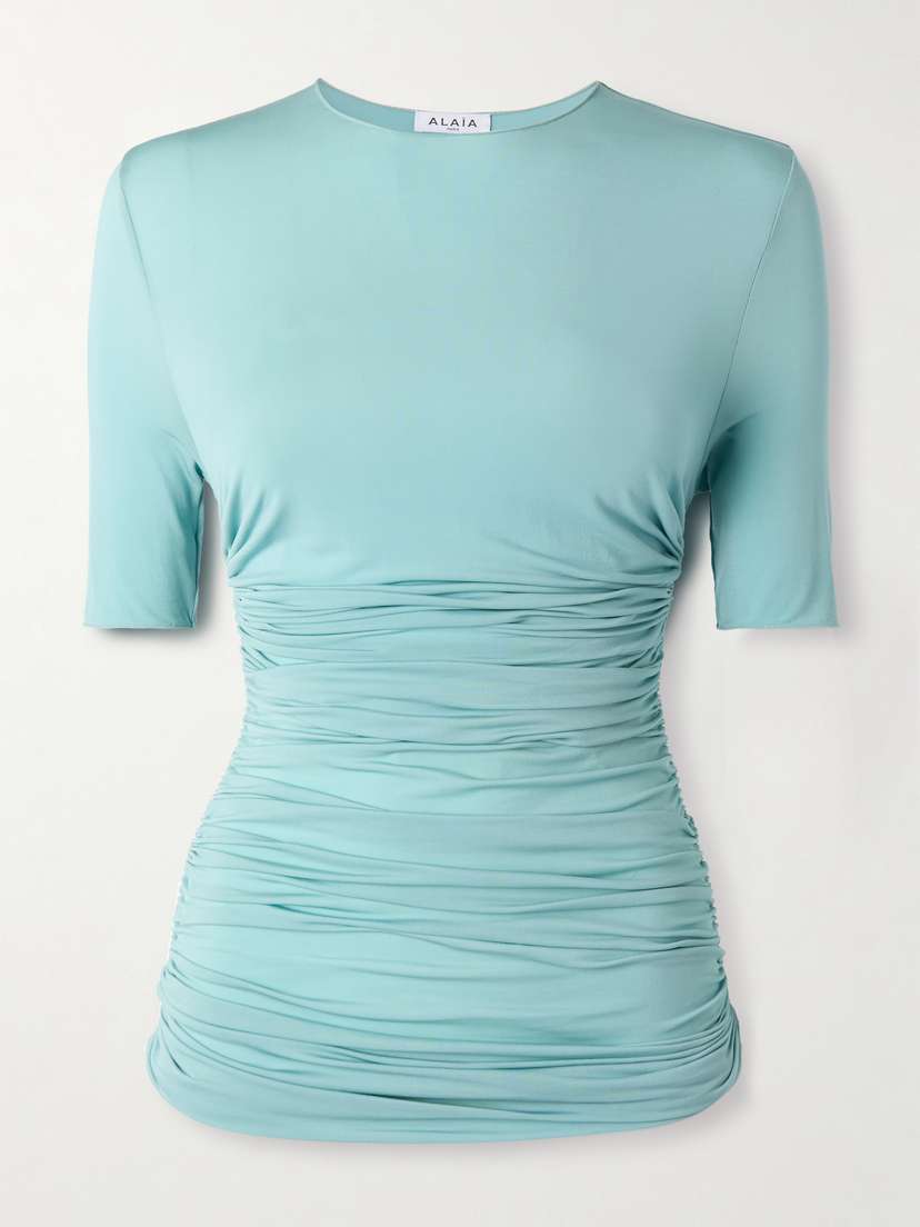Alaïa Ruched Stretch-jersey T-shirt