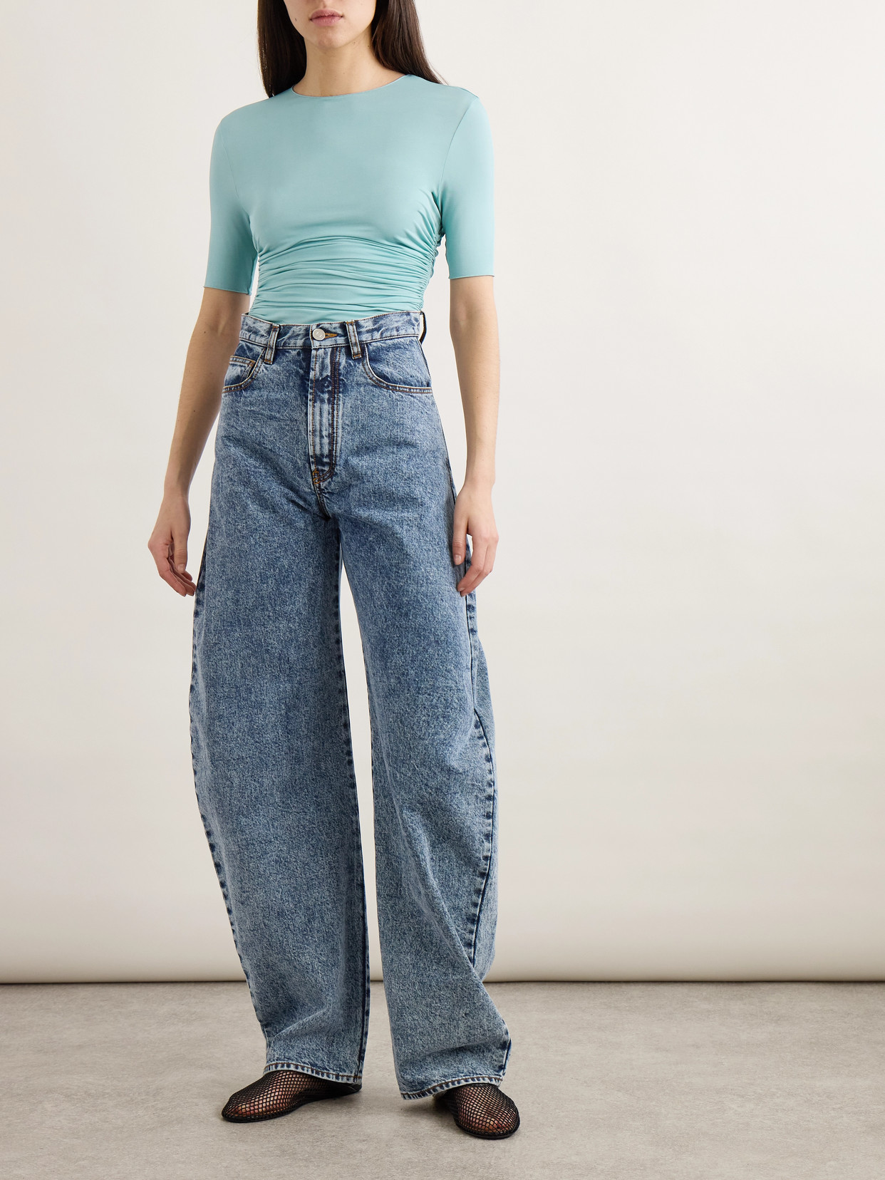 Alaïa Ruched Stretch-jersey T-shirt