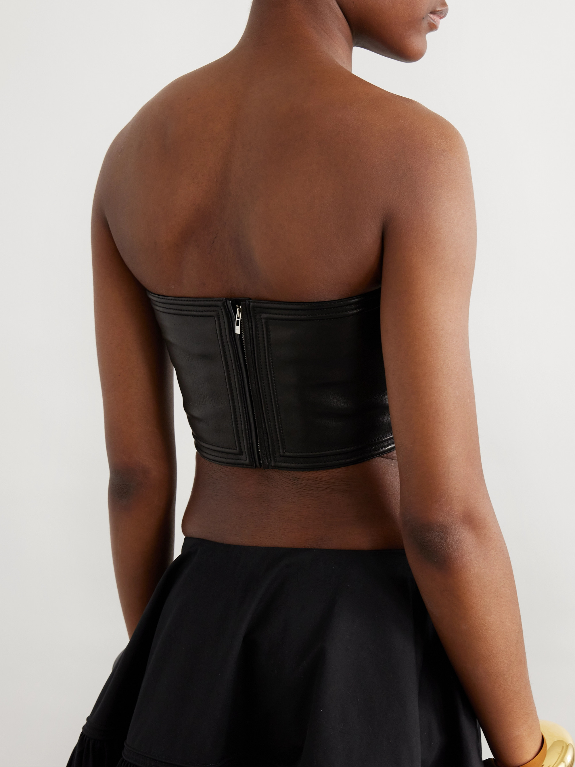 Alaïa - Cropped strapless leather top | Plush