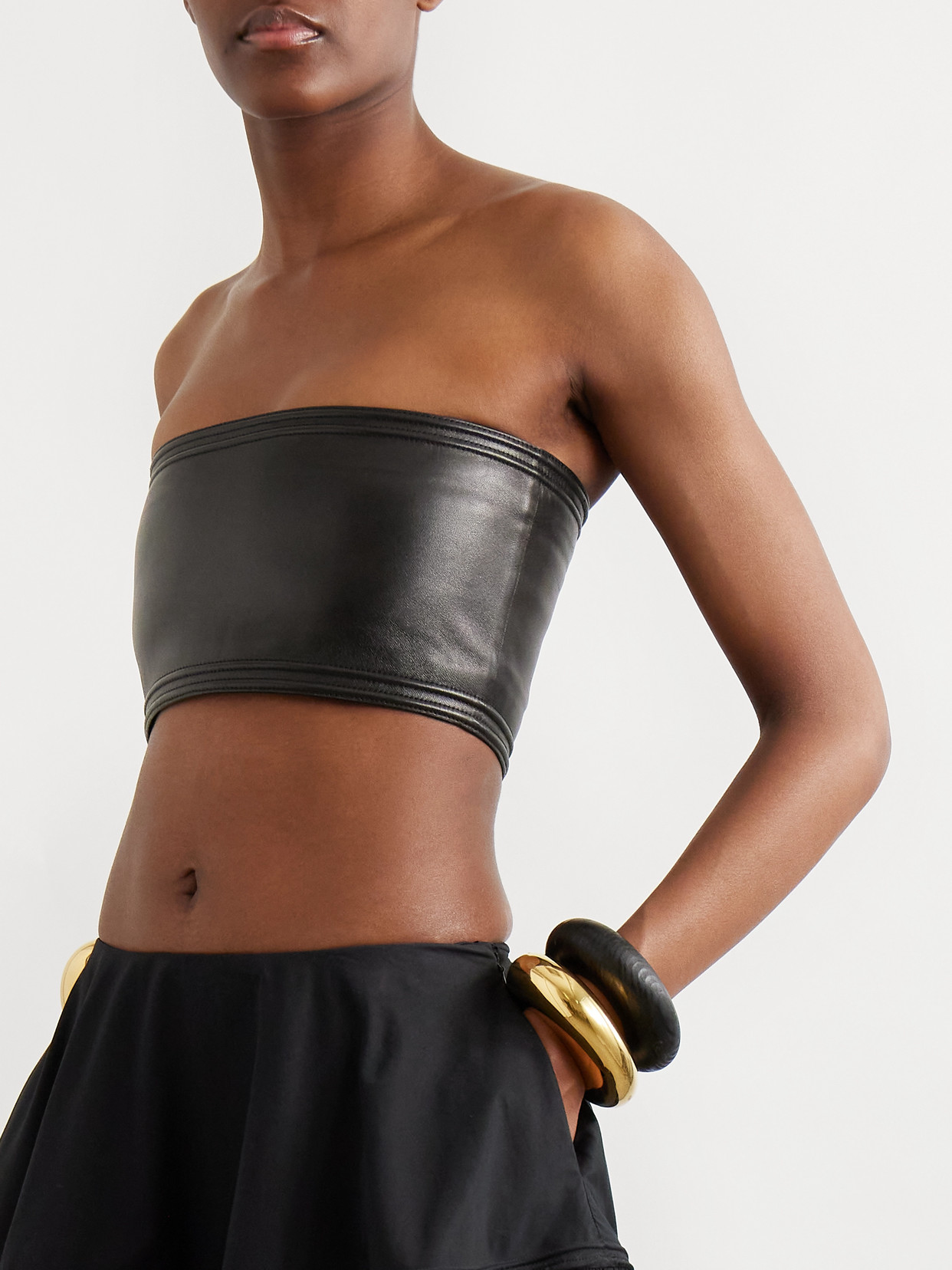 Alaïa Cropped Strapless Leather Top