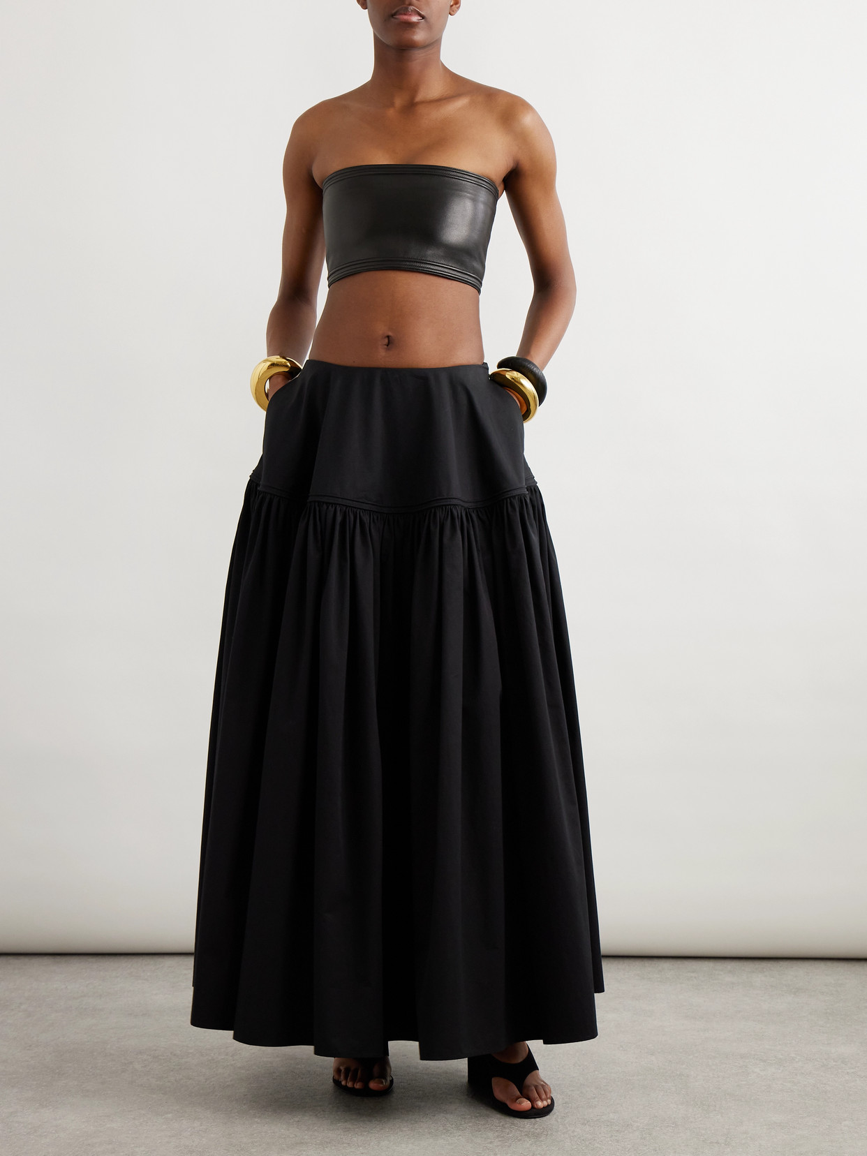 Alaïa Cropped Strapless Leather Top