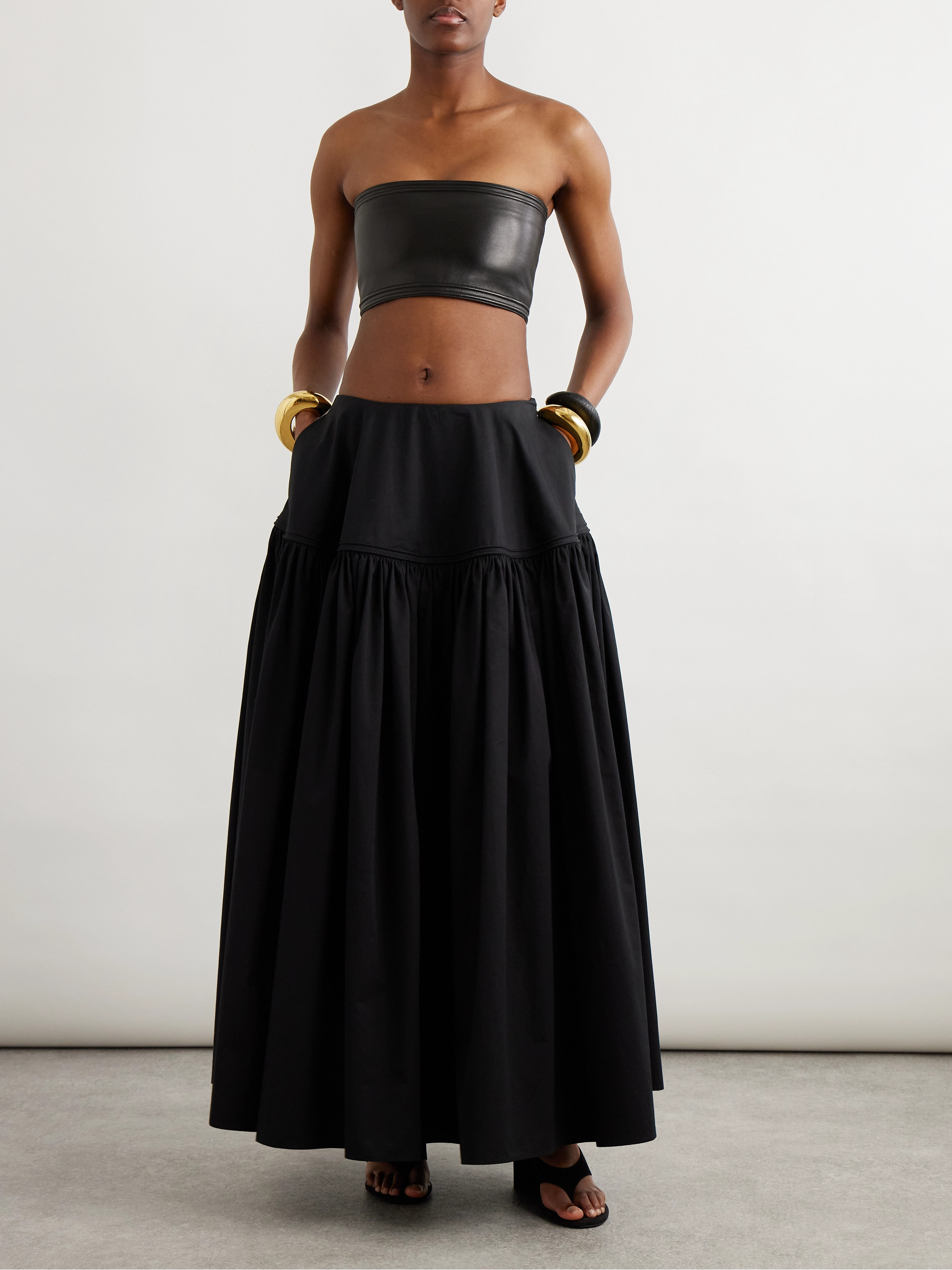 Alaïa - Cropped strapless leather top | Plush