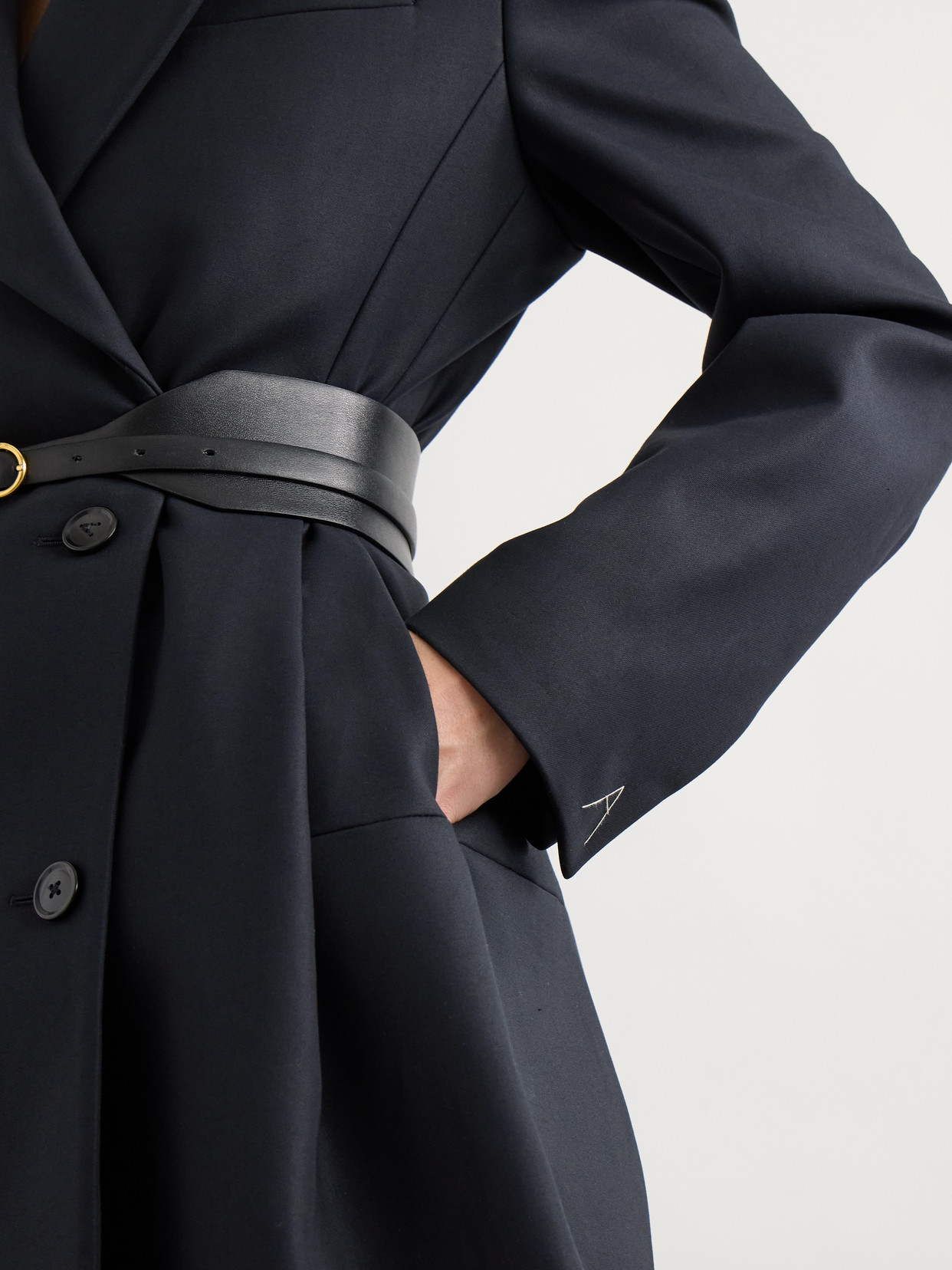 Alaïa Double-breasted Cotton Blazer In Blue