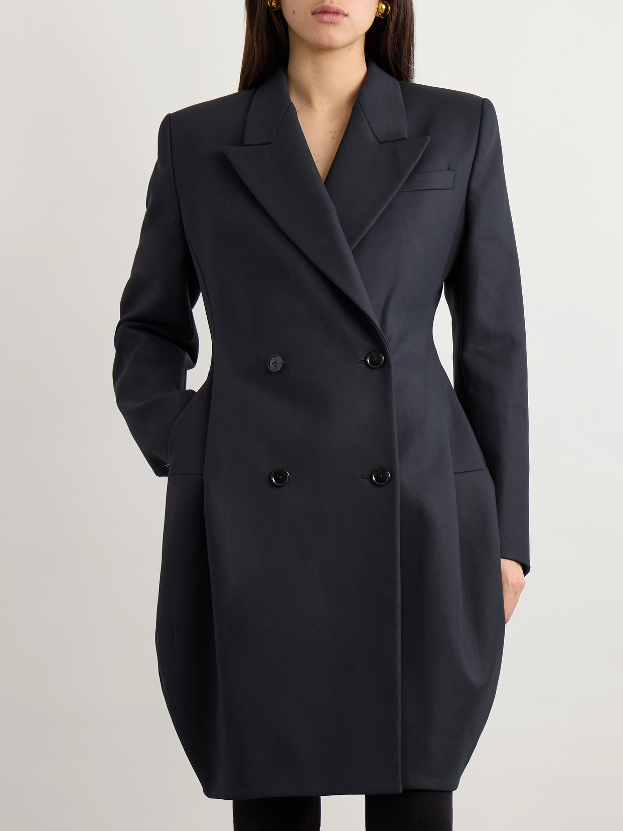 Alaïa Double-breasted Cotton Blazer In Blue