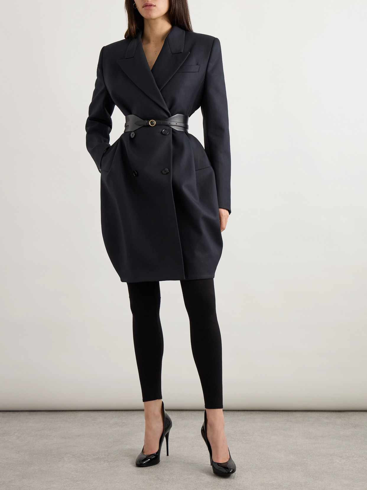 Alaïa Double-breasted Cotton Blazer In Blue
