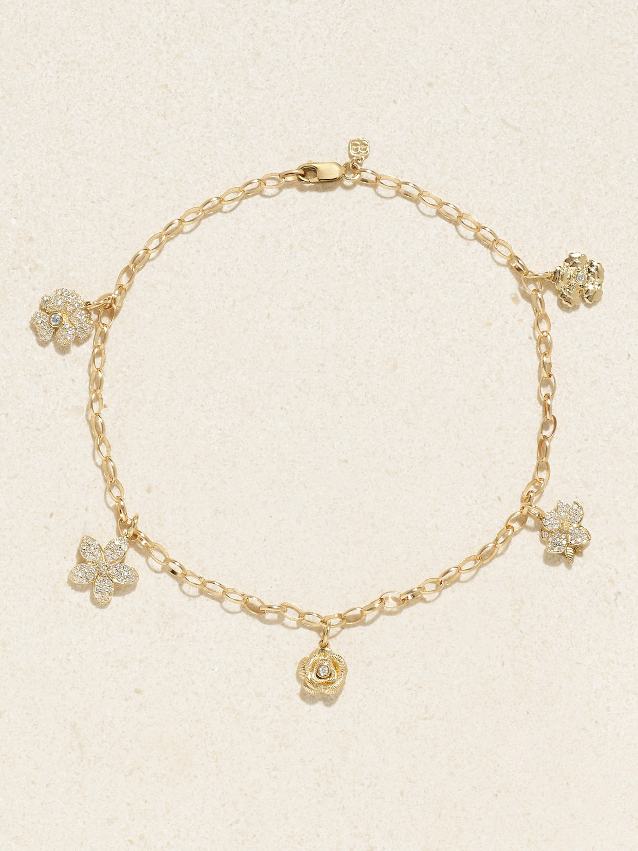Sydney Evan Xl Flower 14-karat Gold Diamond Anklet