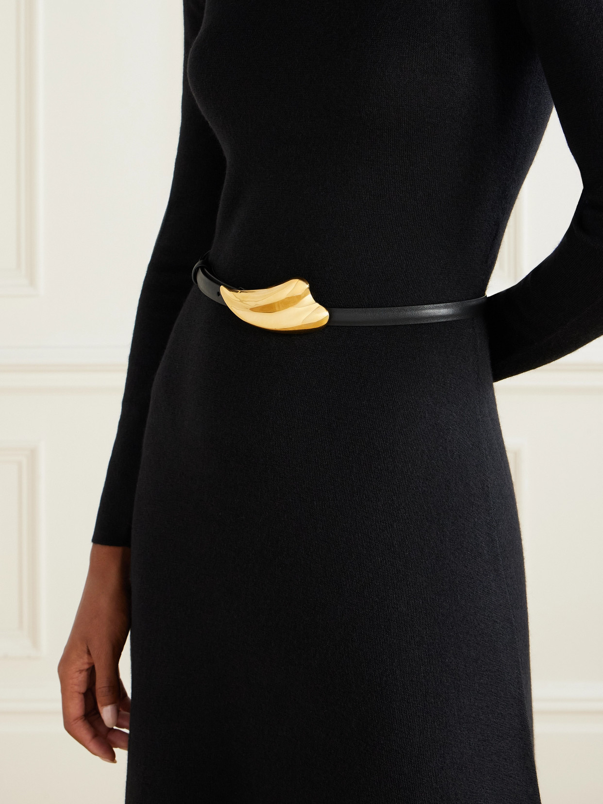 Tom Ford Liza Textured-leather Belt In Gold