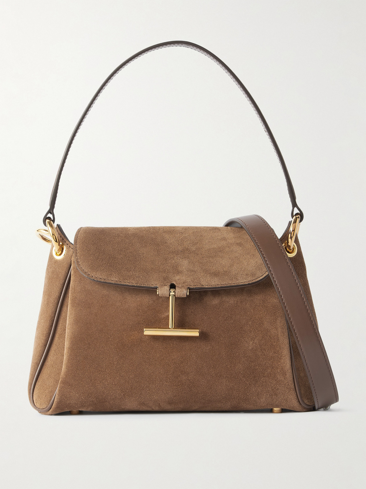 Tom Ford Tara Small Leather-trimmed Suede Shoulder Bag