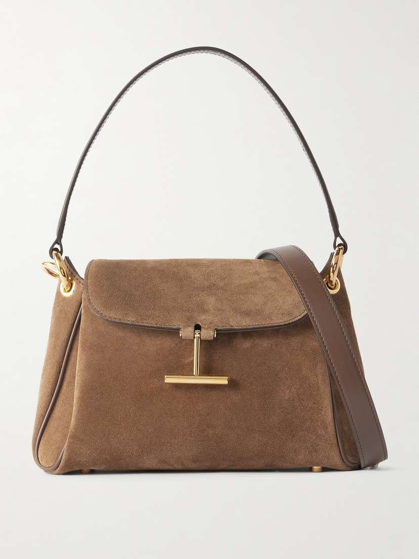 Tom Ford Tara Small Leather-trimmed Suede Shoulder Bag