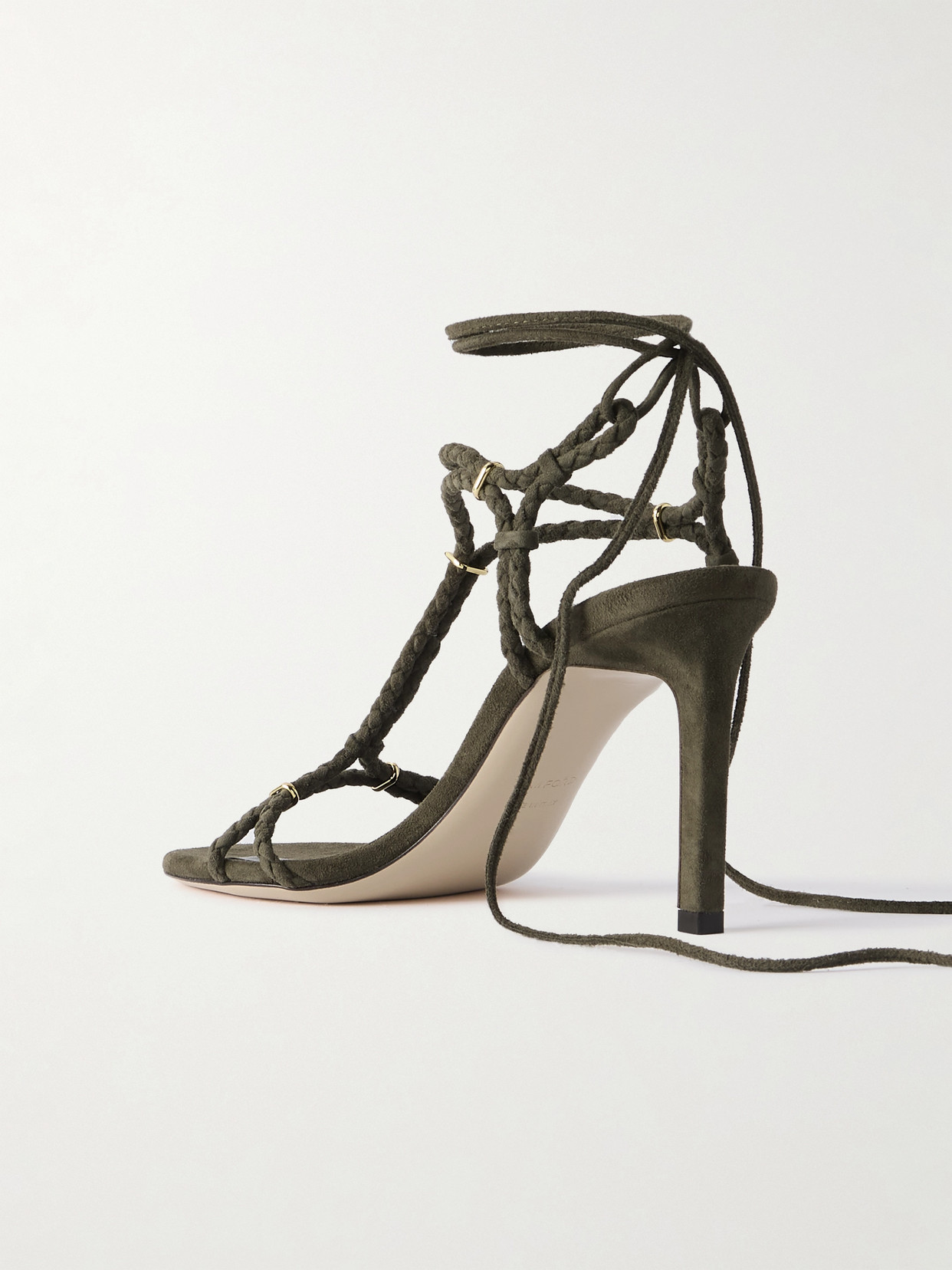 Tom Ford Lily Embellished Braided Suede Sandals In Green