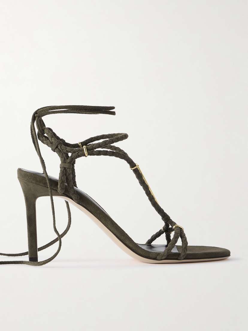 Tom Ford Lily Embellished Braided Suede Sandals