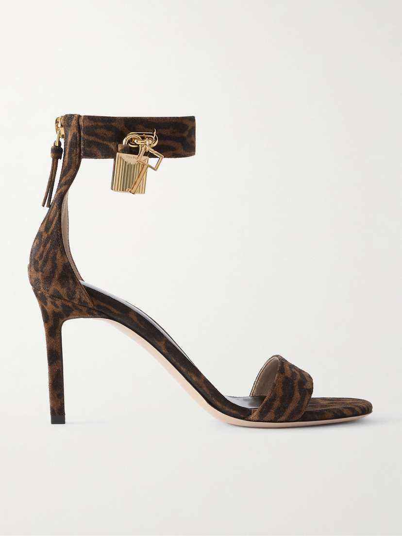 Tom Ford Padlock Embellished Leopard-print Suede Sandals