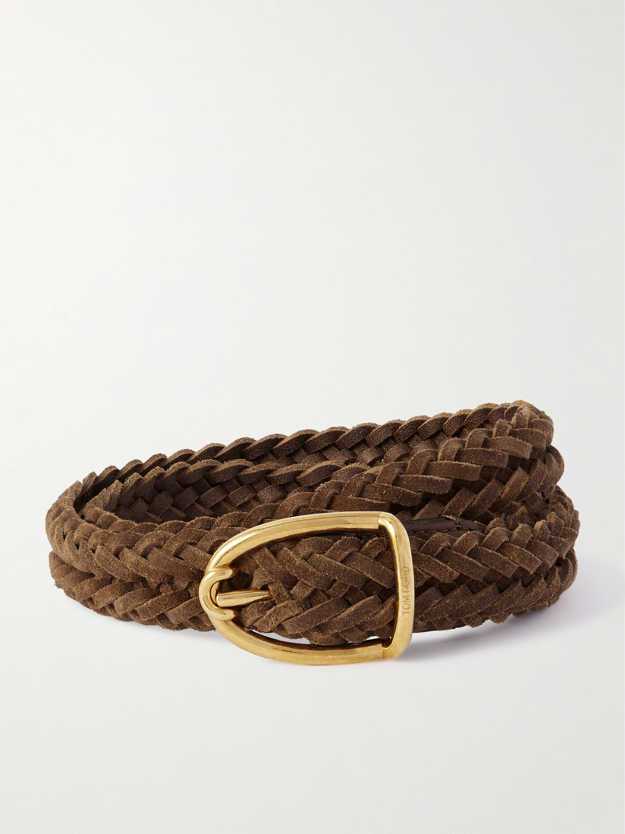 Tom Ford Woven Suede Belt In Brown