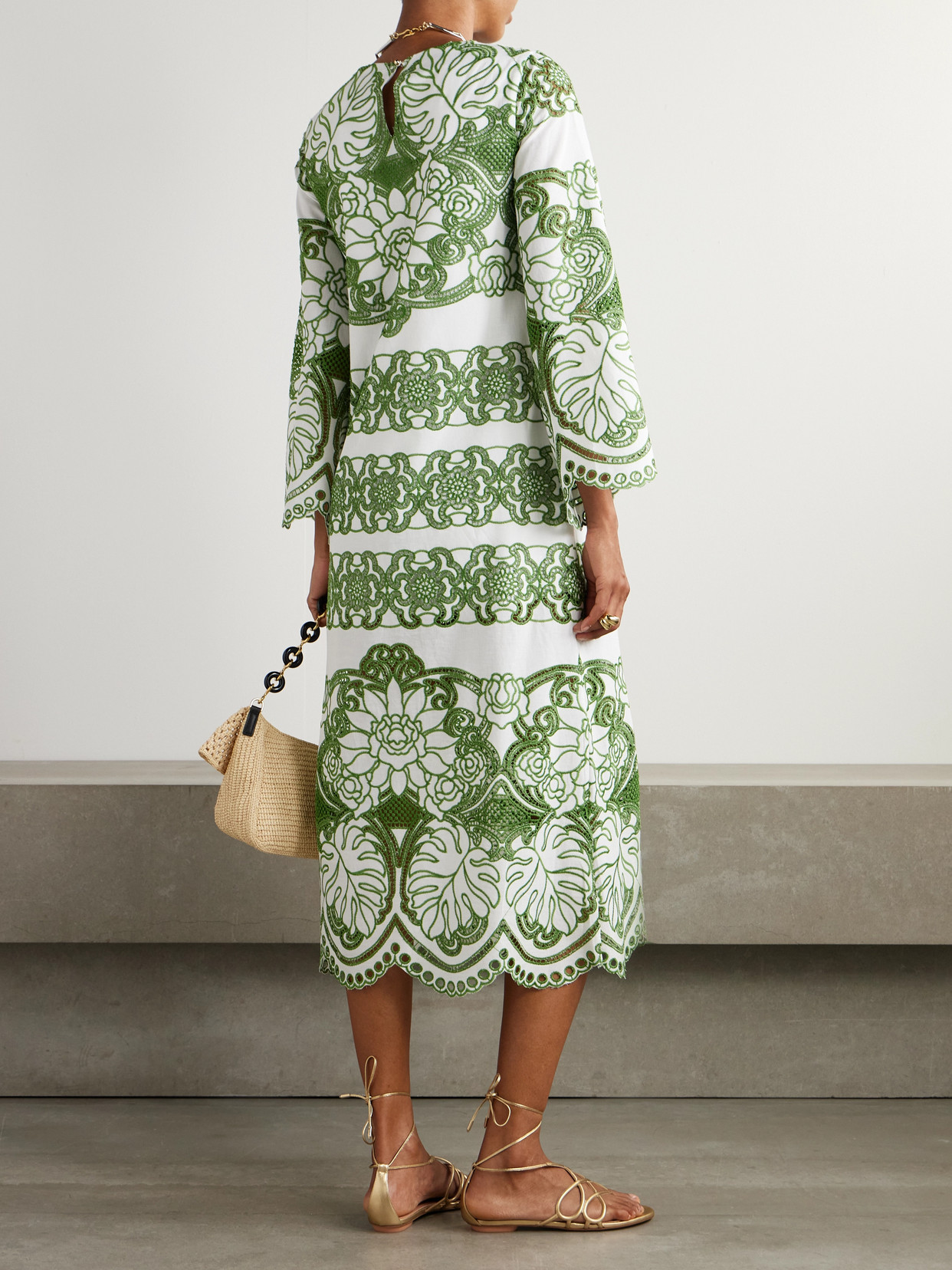 Borgo De Nor Seraphina Scalloped Broderie Anglaise Cotton-poplin Midi Dress
