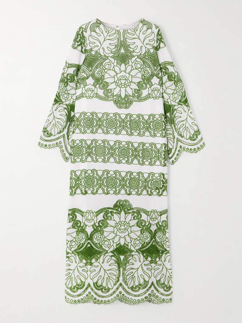 Borgo de Nor Seraphina Scalloped Broderie Anglaise Cotton-poplin Midi Dress