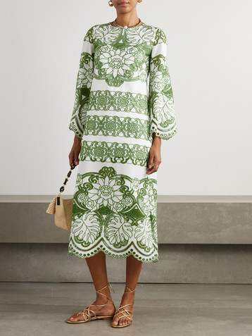 Borgo de Nor Seraphina scalloped broderie anglaise cotton-poplin midi dress